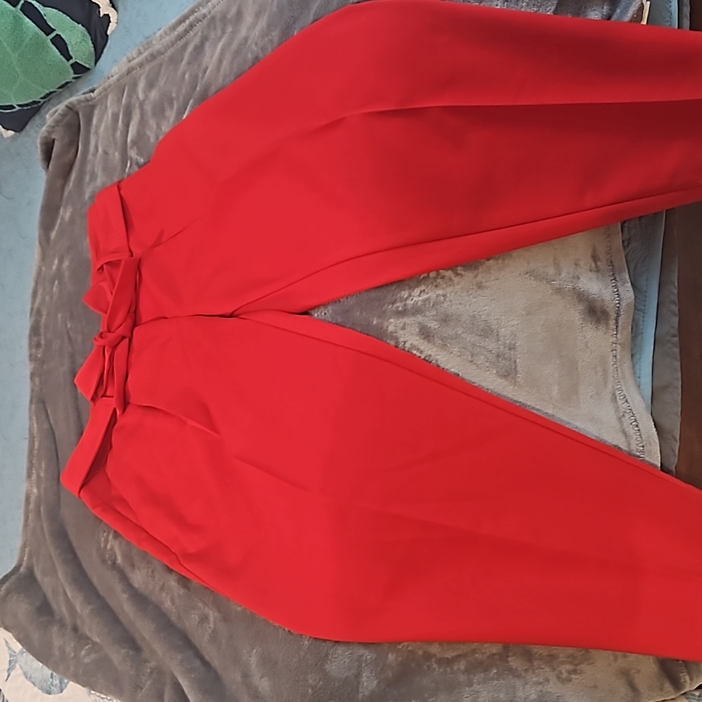 Ann Taylor red,.pleated pants with a matching belt, only worn twice